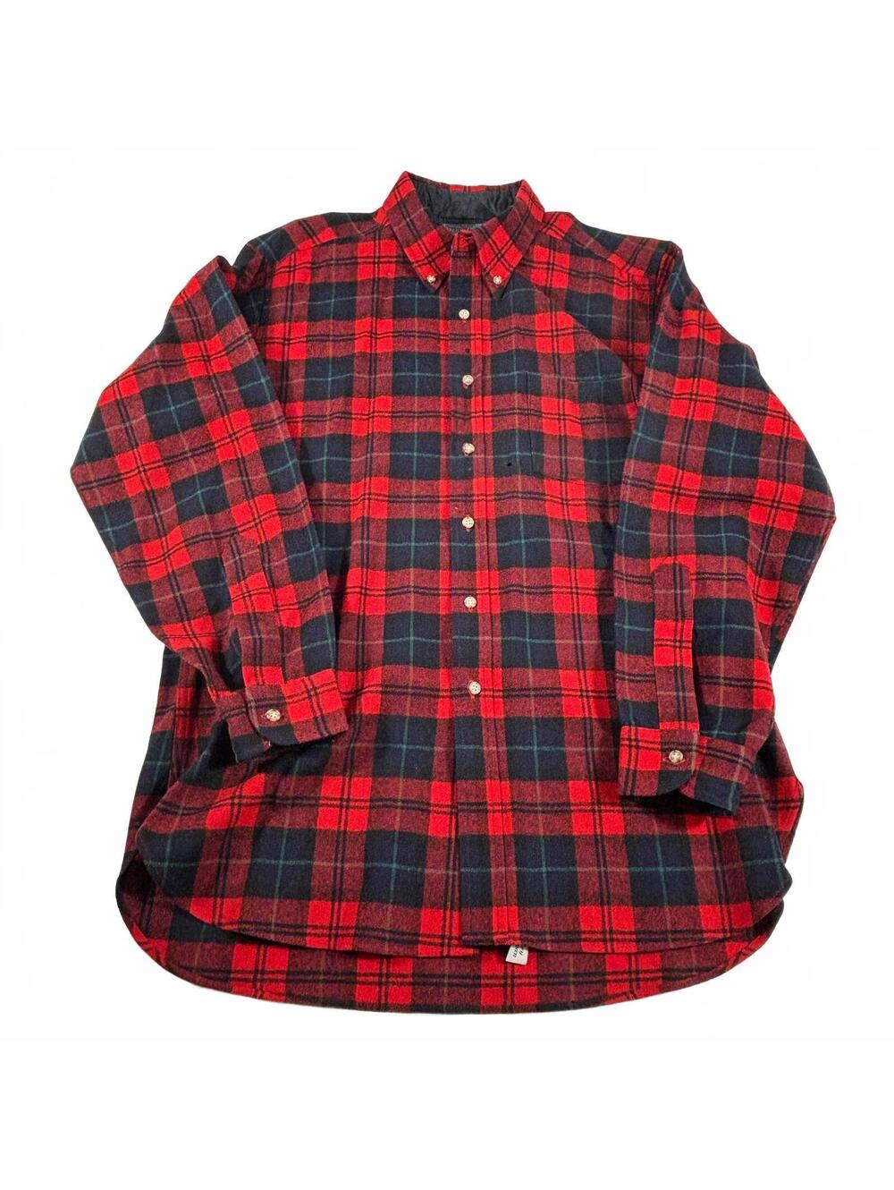 Vintage Pendleton Men's Red & Black Maclachlan Plaid Wool Button-Up Shirt L